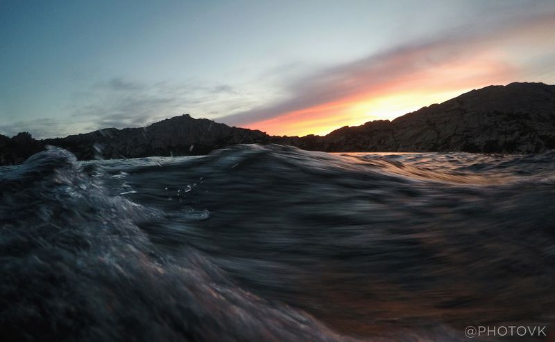 Закат, Море, Горы Закат на озере Шалкарphoto preview