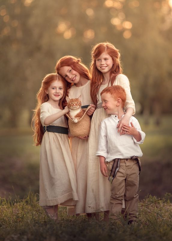 волшебный свет, закат, рыжие, рыжие волосы, sunset, white dress, sunlight, beautiful light, red hair Red happinessphoto preview