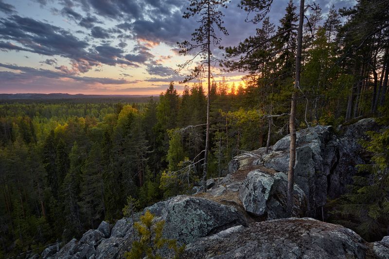 карелия, рысья гора, закат Закат на Рысьей Гореphoto preview