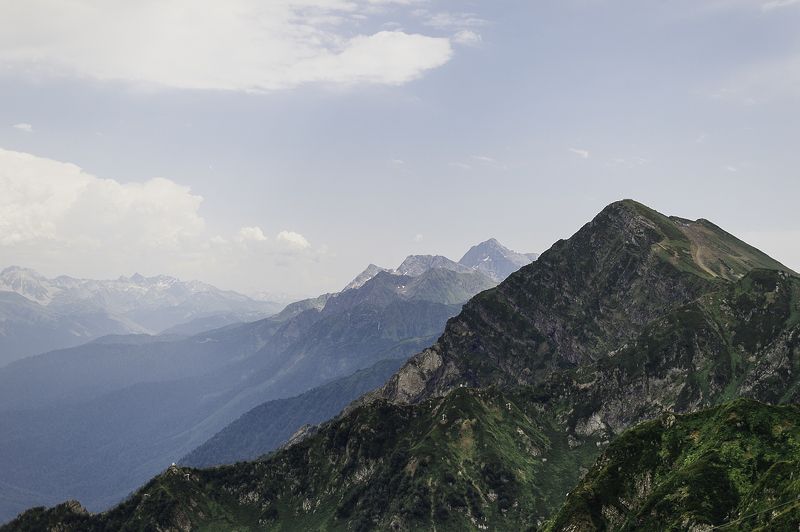 Сочи, горы, лето, вершины, облака, пейзаж, небо Вершиныphoto preview