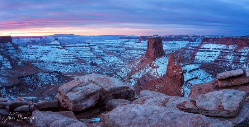 сша, юта, каньонлендс, панорама, закат, река, скалы, небо, горы, свет, путешествие, фото-тур Marlboro Pointphoto preview