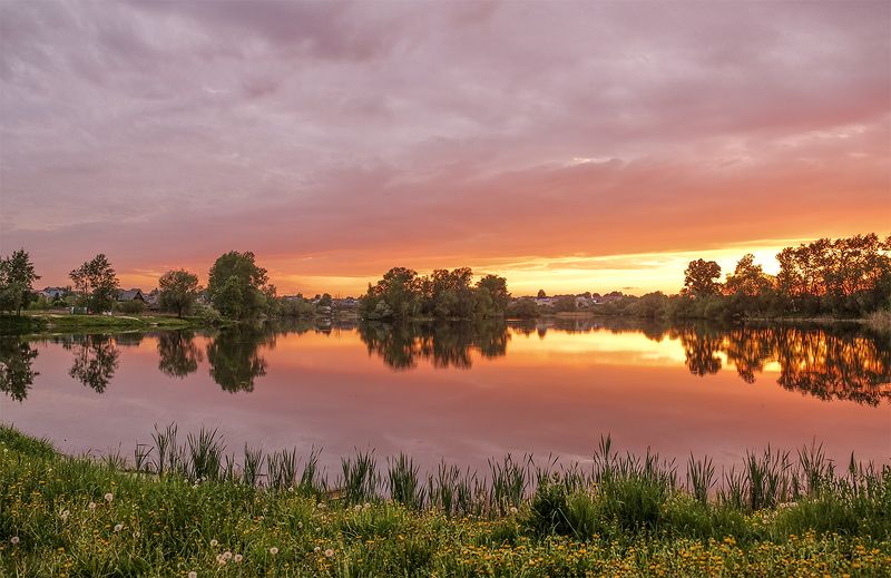 лето,небо,дождь,закат Закатное небо фото превью