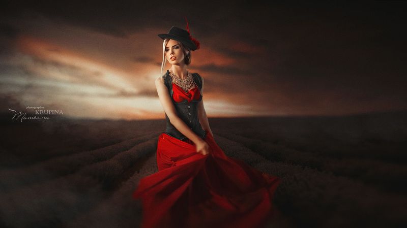 портрет, модель, поле, лаванда, portrait ....photo preview