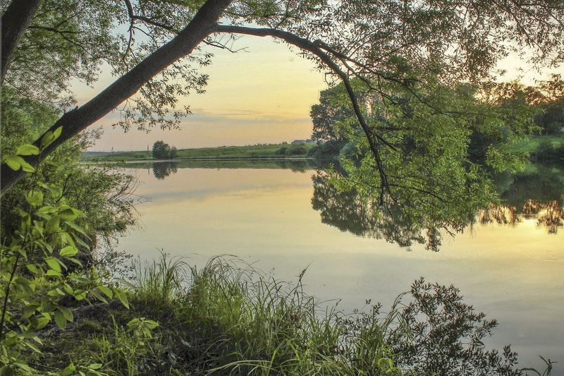 лето,пейзаж.закат,пруд, Тишина заката...photo preview