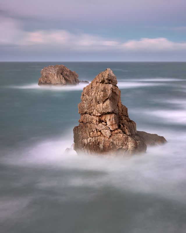 aguja, atlantic, beach, blue, cantabria, cantabrian, cliff, clouds, coast, coastline, dramatic, dusk, europe, evening, foam, formation, fracture, gaviotas, geology, island, islet, landmark, landscape, liencres, limestone, magnificent, minimalism, nature,  The Sailphoto preview