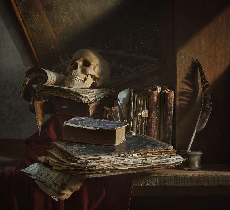 натюрморт, череп, книги, старые книги, ванитас, vanitas, still life, evgeny kornienko,евгений корниенко Vanitas (суета сует)  (переделан)photo preview