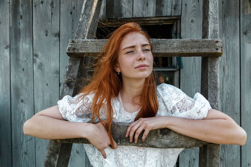 рыжие волосы, веснушки, девушка,красота. ветер.юность Машаphoto preview