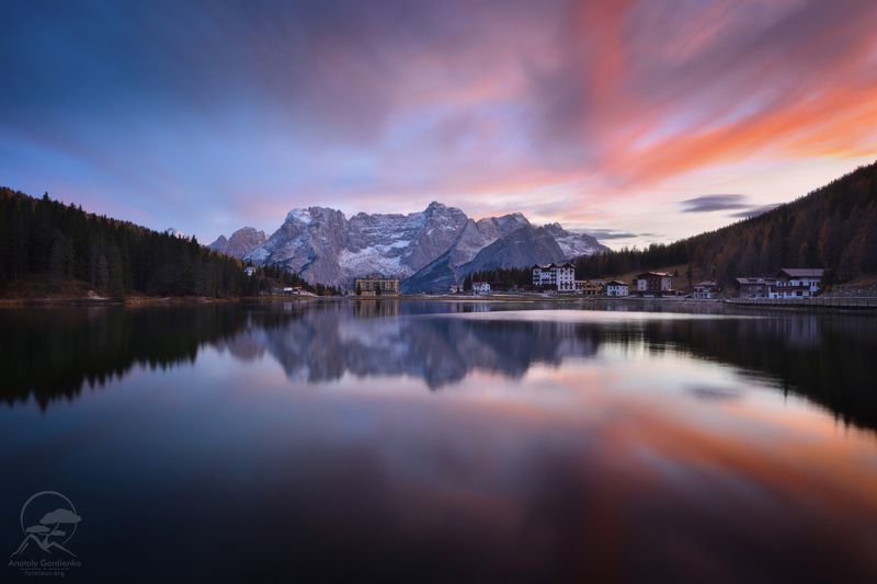 пейзаж, природа, озеро, италия, осень Misurinaphoto preview