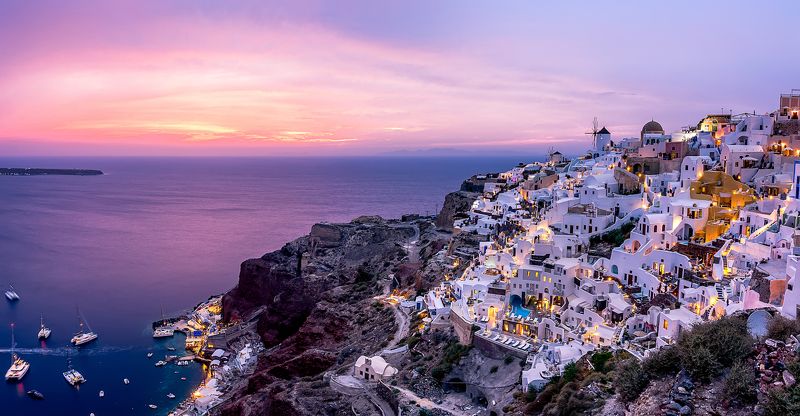 sunset, horizon, coastline, horizon over water, dramatic sky, waterfront, dusk, sky, cloud, seascape, santorini island, greece island, purple, architecture, cyclades_islands, travel destinations Santorini after sunset.photo preview