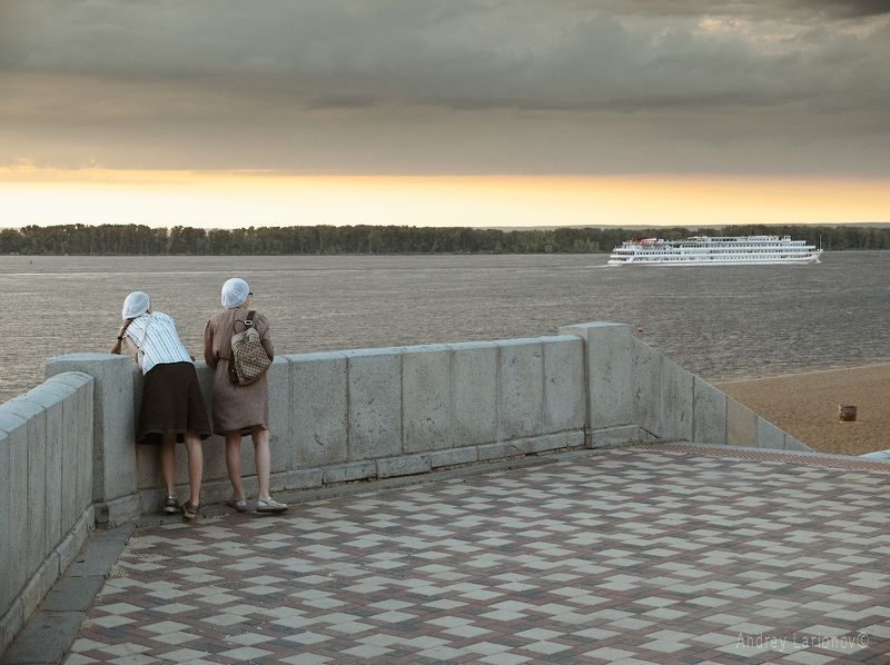 набережная, пляж, корабль, девушки, закат, лето, андрейларионов ***photo preview