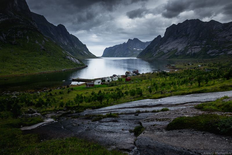 лофотены, Норвегия, пляж, море, север, острова, скалы, панорама Kjerkfjordenphoto preview