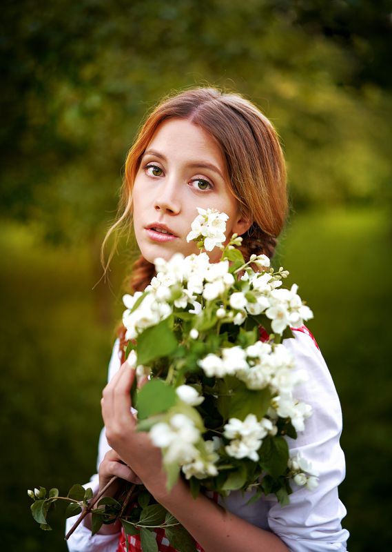 девушка, жасмин, красиво, портрет, лето Девушка с жасминомphoto preview