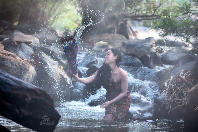 portrait woman nature creek  Cheerfulphoto preview