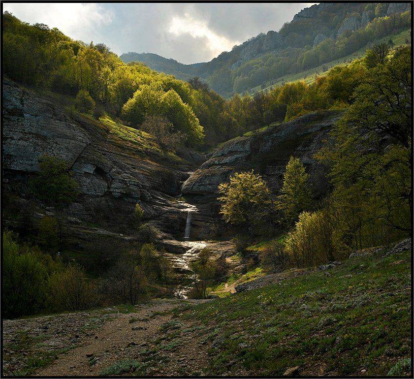 Джурла. Автор: Владимир Метцгер водопад, закат, Крым, речка джурла, Владимир Метцгер