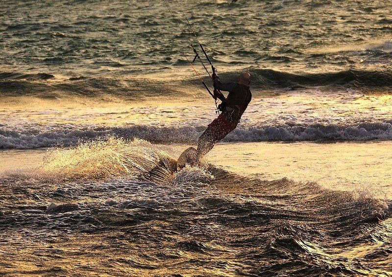 кайтсёрфинг, море, закат evening one фото превью