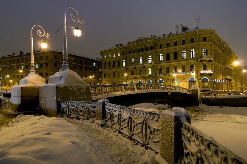 мост, зима,снег, река,мойка,санкт,петербург,краснофлотский,фонрь,ночь,улица,фотография петербурга,фотограф александр алексеев,881,а.алексеев Мостphoto preview