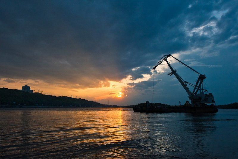 вечер, закат, лето, гидропарк, днепр,  photo preview