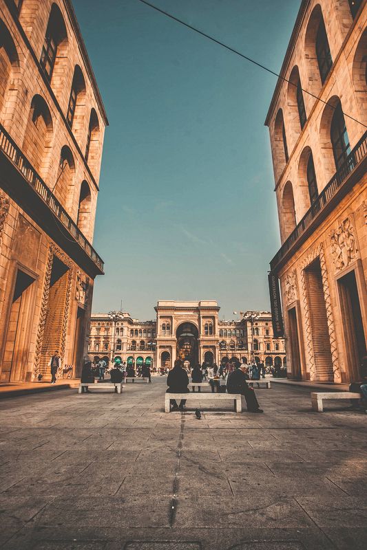 italia, city, symmetry, plaza, orange, buildings, city, urban Milano Iphoto preview