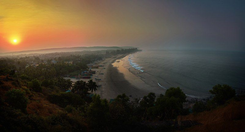 sea, sunset, beach, ocean, india, goa, travel, nature, water, palm, landscape, vacation, tropical, sun, tree, tourism, summer, paradise, sky, asia, beautiful, coconut, coast, island, holiday, exotic, sand, blue, coastline, sunrise, scenic, resort, tropic, Арамбольское утроphoto preview