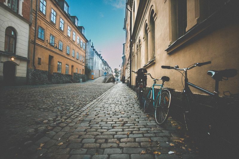city, buildings,  street, architecture, blue, sweden, trip, light, road, empty Stockholm IIphoto preview