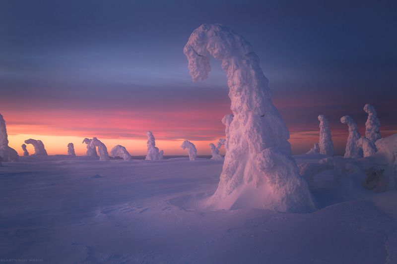 finland, lapland, snow, clouds, sunset, park, travel ,explore, night Несломленныеphoto preview