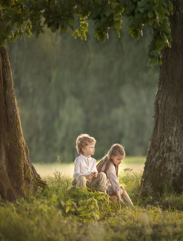 Детство, природа, счастье, лето, семья Наедине вдвоёмphoto preview