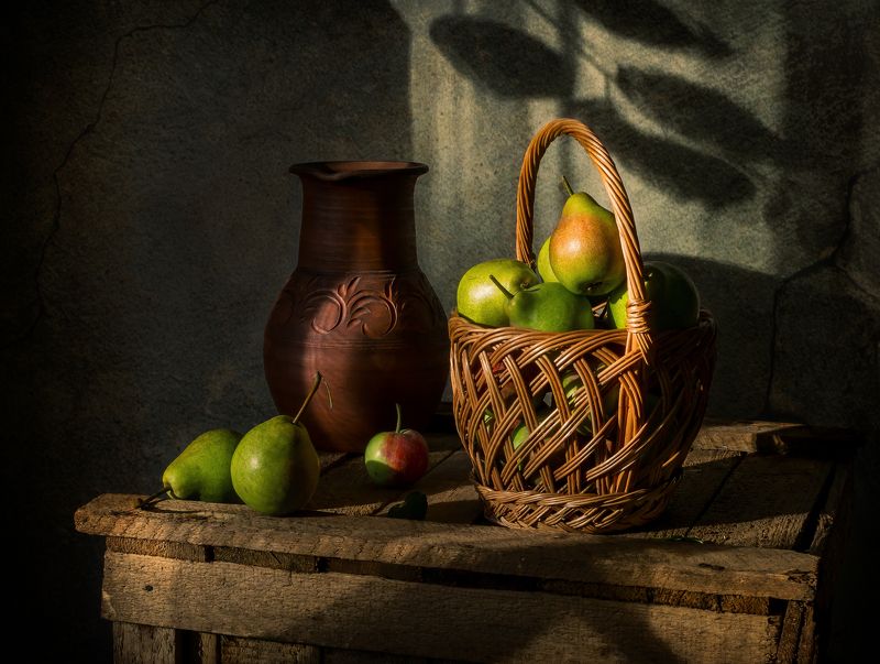 груши, корзина, кувшин, натюрморт ***photo preview
