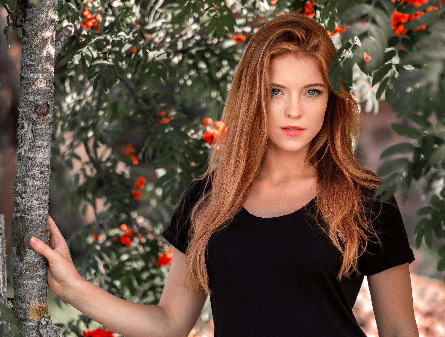 redhead, girl, portrait, summer, beautiful, Saulius Ke