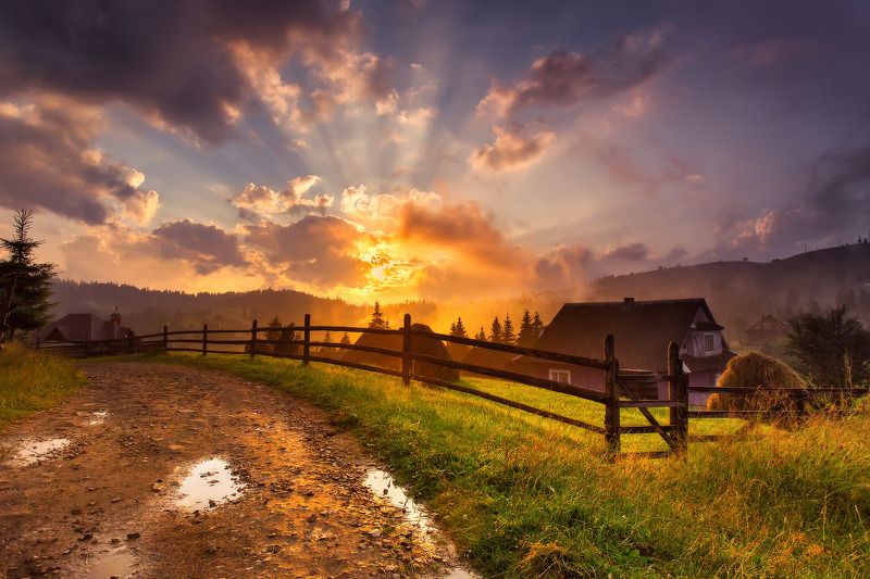 вечер, горы, деревня, закат, июль, карпаты, лето Карпаты. Летний вечерphoto preview