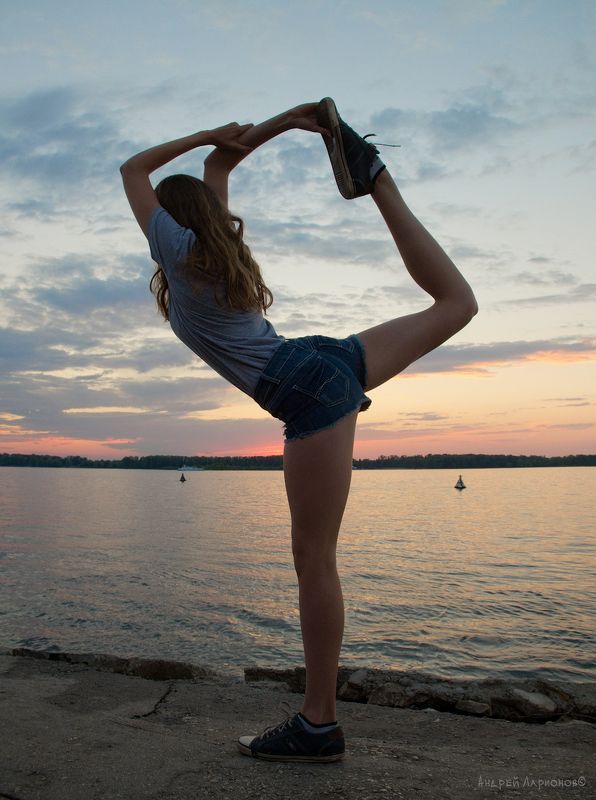 закат, река, девушка, грация, гимнастка, андрейларионов ***photo preview