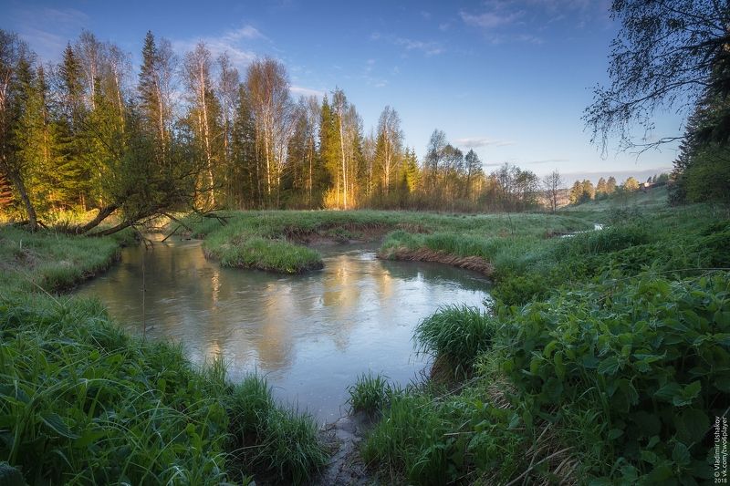 утро, рассвет, река, волим, лето, пермский край р. Волим фото превью