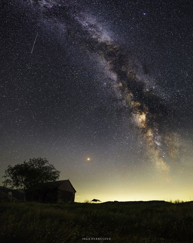 night, milky way, galaxy Маленькая часовня.photo preview