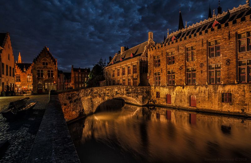 brugge, bruges, брюгге, ночь, канал Ночной Брюгге фото превью