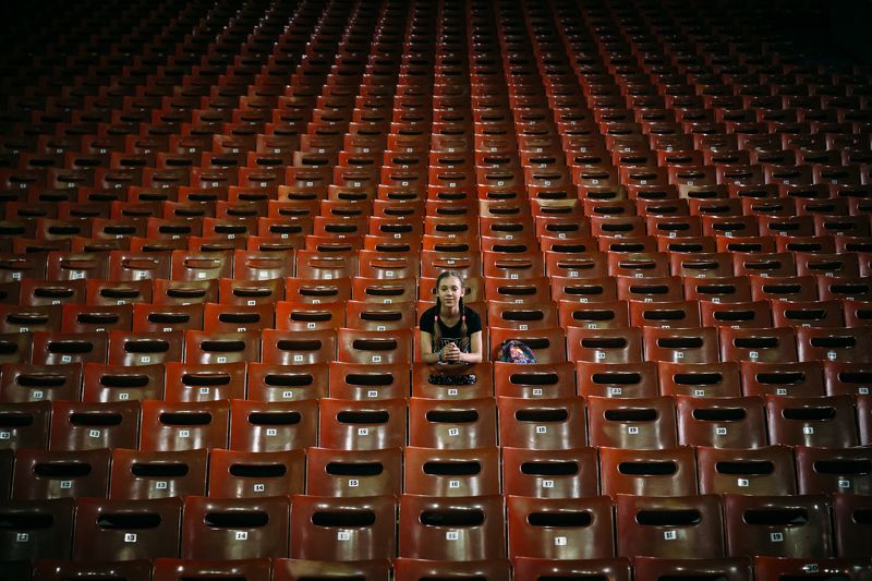 girl,stadium,arena,hall,seat,chair,symmetry,city,urban Stadium Arcadiumphoto preview