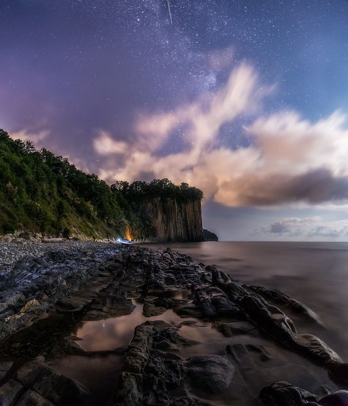 ночь, скала, море, черное море, длинная выдержка, night, nightscape, sea, seascape, long exposure, water, milky way, млечный путь Скала Киселеваphoto preview