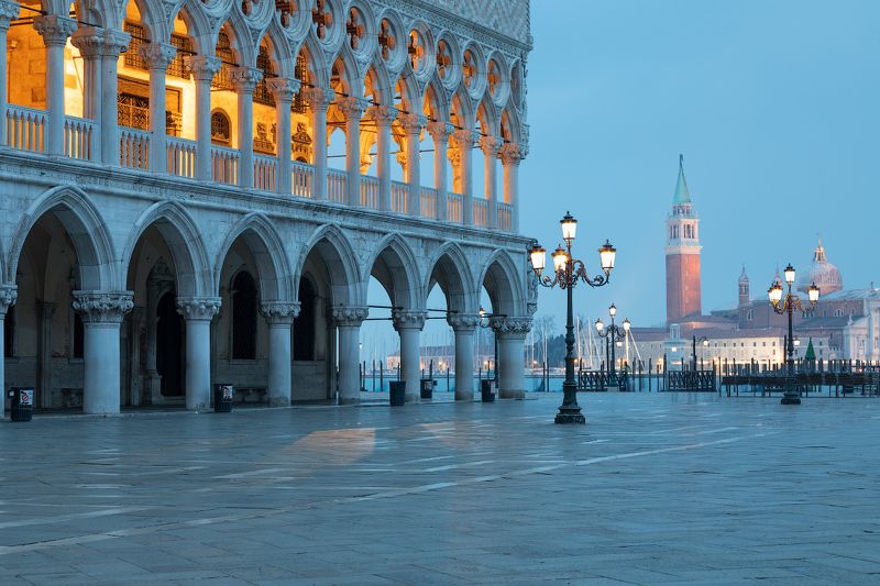 Doges Palace on Saint Mark square and  San Giorgio church , Veneziaphoto preview