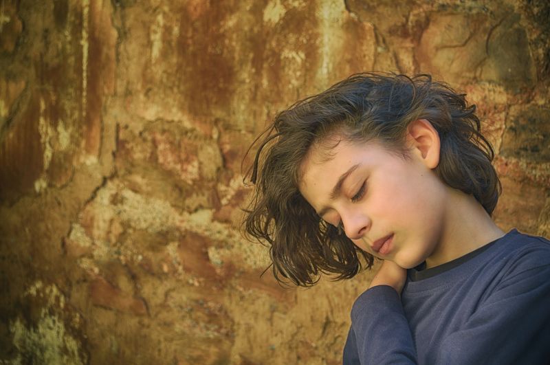 abandoned, church, boy, portrait, kid, child In the abandoned churchphoto preview