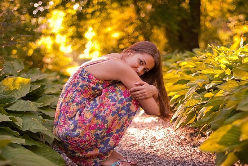 лето, солнце, сад, девушка photo preview