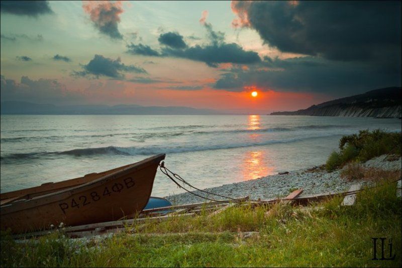 лодка, закат Лодочкаphoto preview