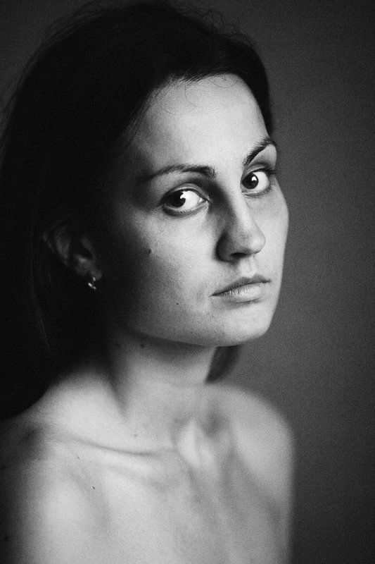 глаза, чб, портрет, взгляд, девушка photo preview