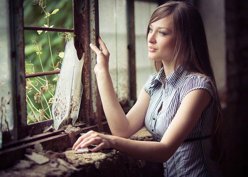 окно, даша, девушка, портрет, стекло ***photo preview