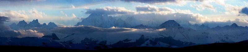 облака, горы, главный кавказский хребет, кбр photo preview