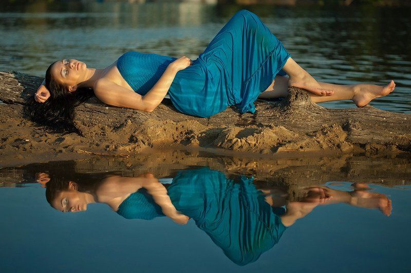 пейзаж, природа, река, модель, девушка photo preview