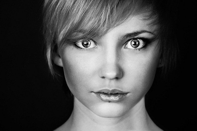 портрет, студия, девушка, модель, чб photo preview