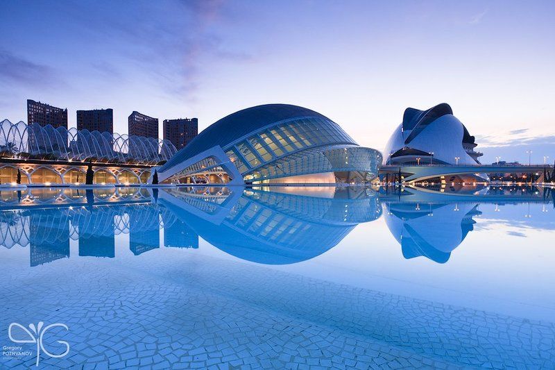 вечер, испания, архитектура, калатрава, сантьяго, искусств, и, наук, город, валенсия, arts, of, city, valencia, and, sciences, spain, architecture photo preview
