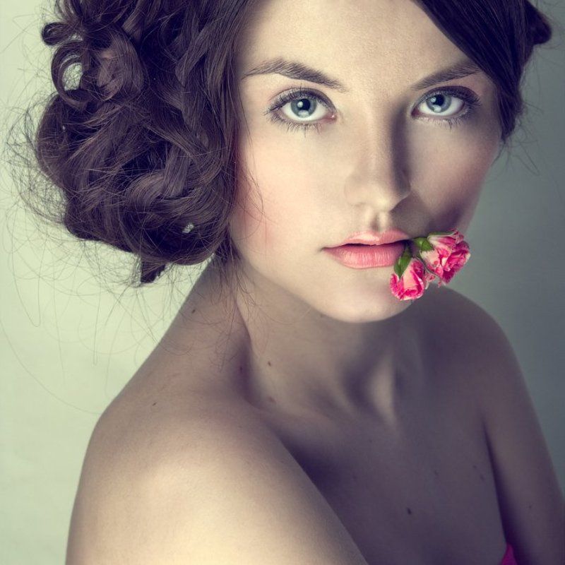 портрет, девушка, роза photo preview