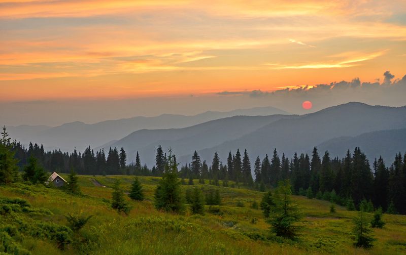 карпаты, горы, мармаросский массив, вечер, закат, туман Солнце за горы садилось...photo preview