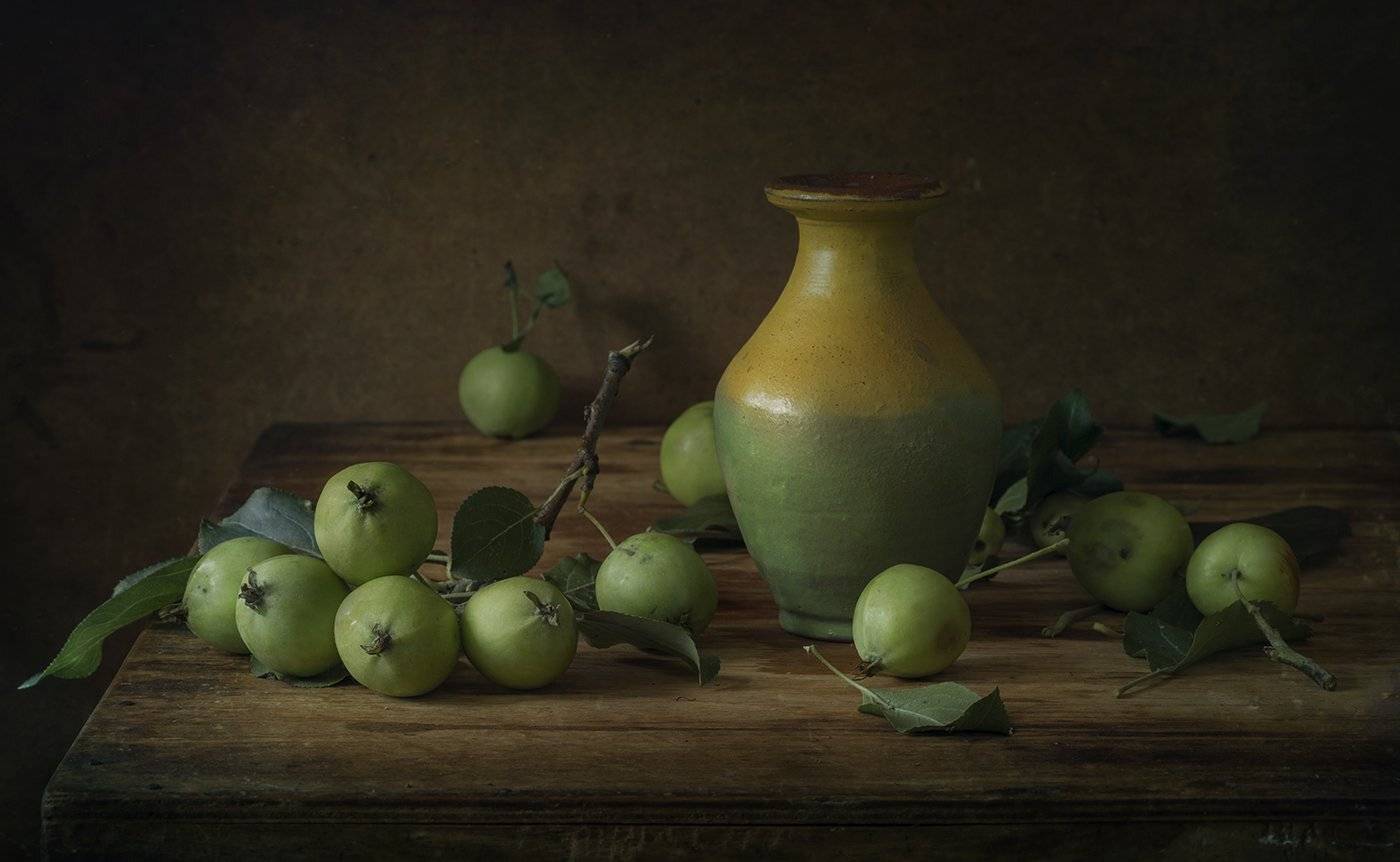 натюрморт,зелёные яблоки, Елена Рубинская
