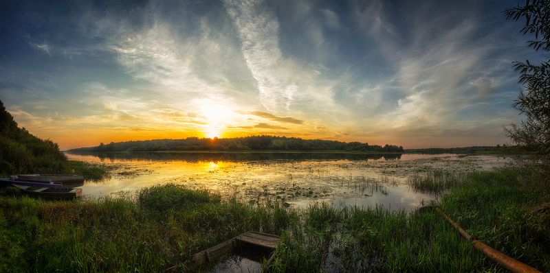 закат, лето, река, небо, облака, отражение, солнце Закатная 2photo preview