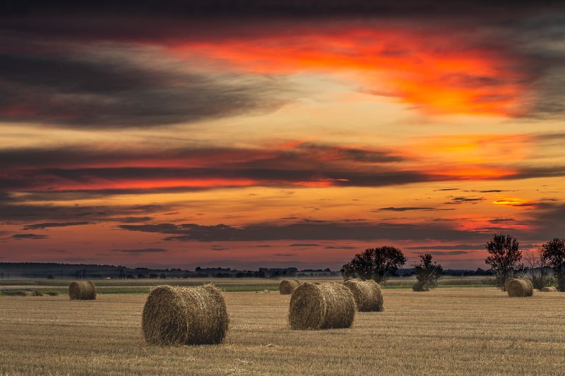 landscape, poland, hay, sunset Harvest timephoto preview